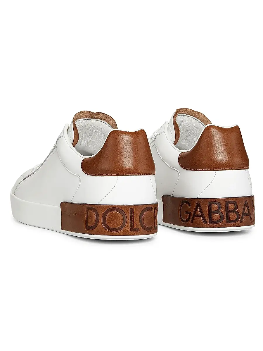 Dolce & Gabbana Men's Portofino Leather Sneakers - Black Silver | Thumbnail 10 Dolce & Gabbana Men's Portofino Leather Sneakers - Black Silver | Thumbnail 10
