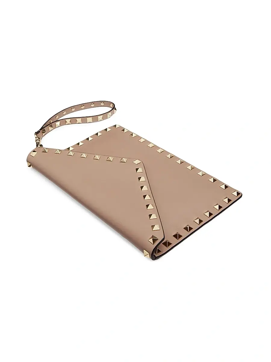 Valentino Garavani Women's Rockstud Calfskin Pouch - Poudre | Thumbnail 5 Valentino Garavani Women's Rockstud Calfskin Pouch - Poudre | Thumbnail 5