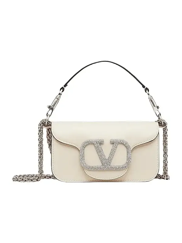 Women's Locò Small Shoulder Bag With Jewel Logo - Light Ivory Women's Locò Small Shoulder Bag With Jewel Logo - Light Ivory