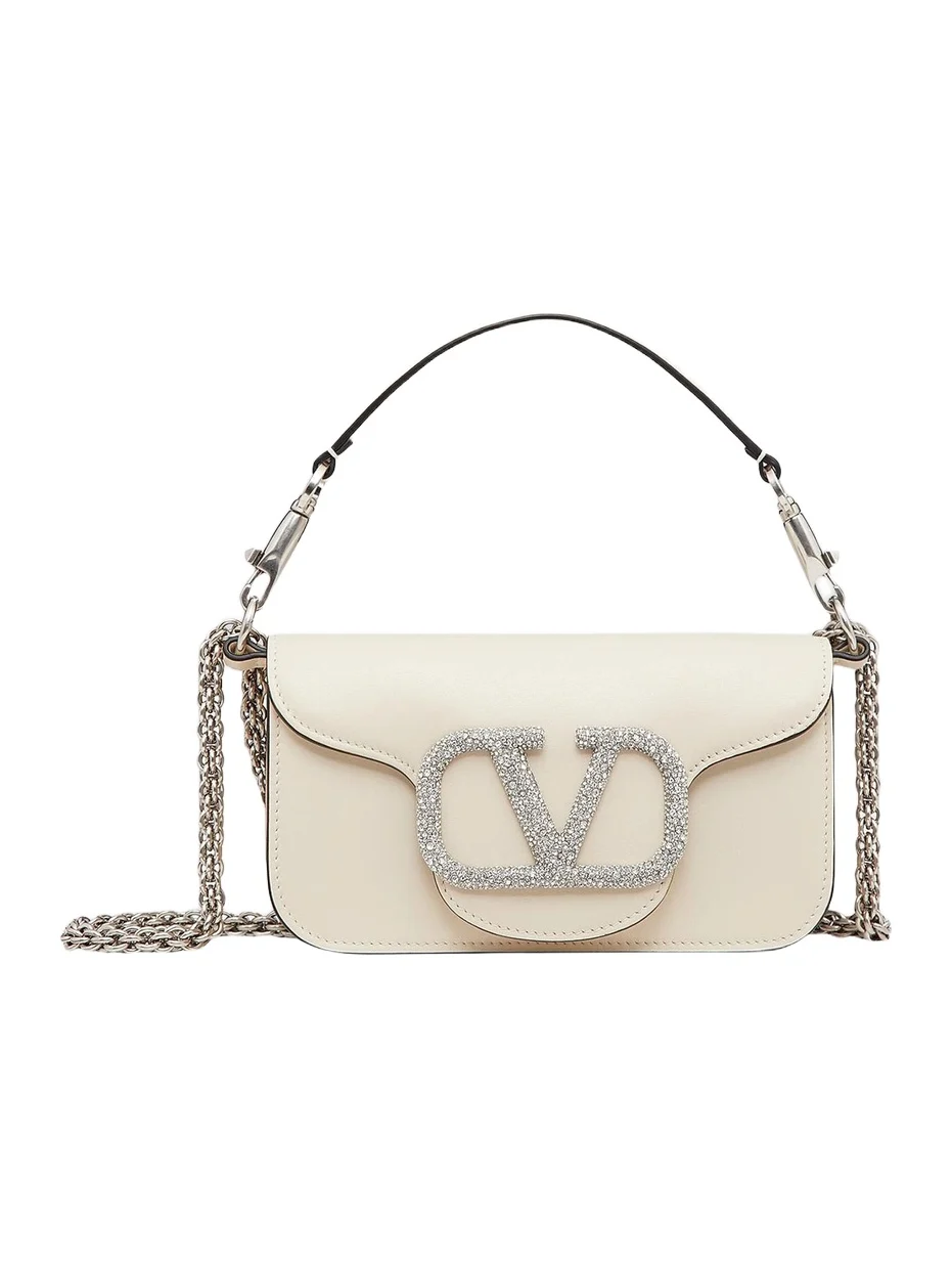 Valentino Women's Locò Small Shoulder Bag With Jewel Logo - Light Ivory