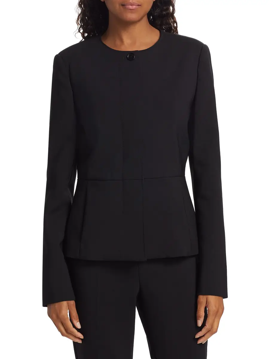 Max Mara Women's Pepli Wool-Blend Peplum Jacket - Black | Thumbnail 2 Max Mara Women's Pepli Wool-Blend Peplum Jacket - Black | Thumbnail 2