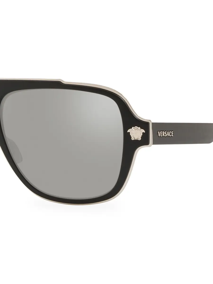 Versace Men's 56MM Pilot Sunglasses - Black | Thumbnail 2 Versace Men's 56MM Pilot Sunglasses - Black | Thumbnail 2