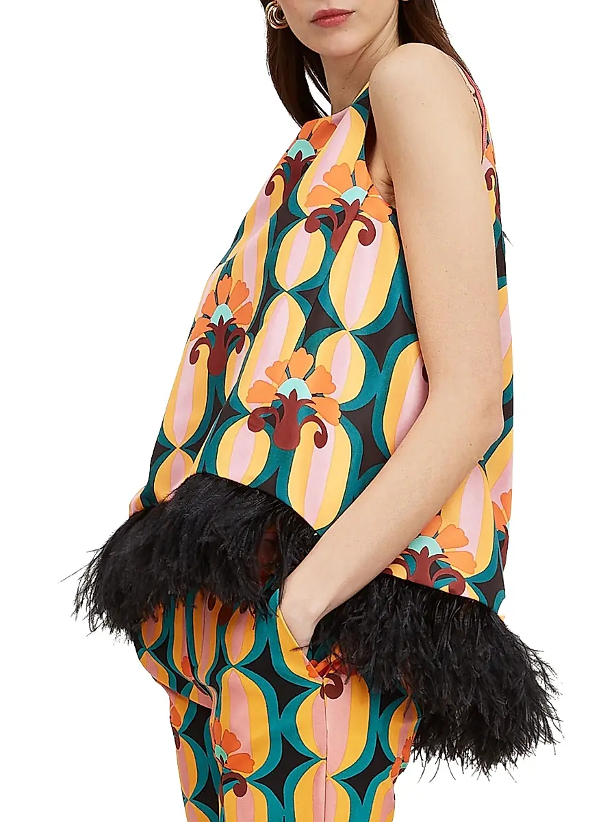 La DoubleJ Women's La Scala Top with Feathers - Arcturus Blue Petrol | Thumbnail 3