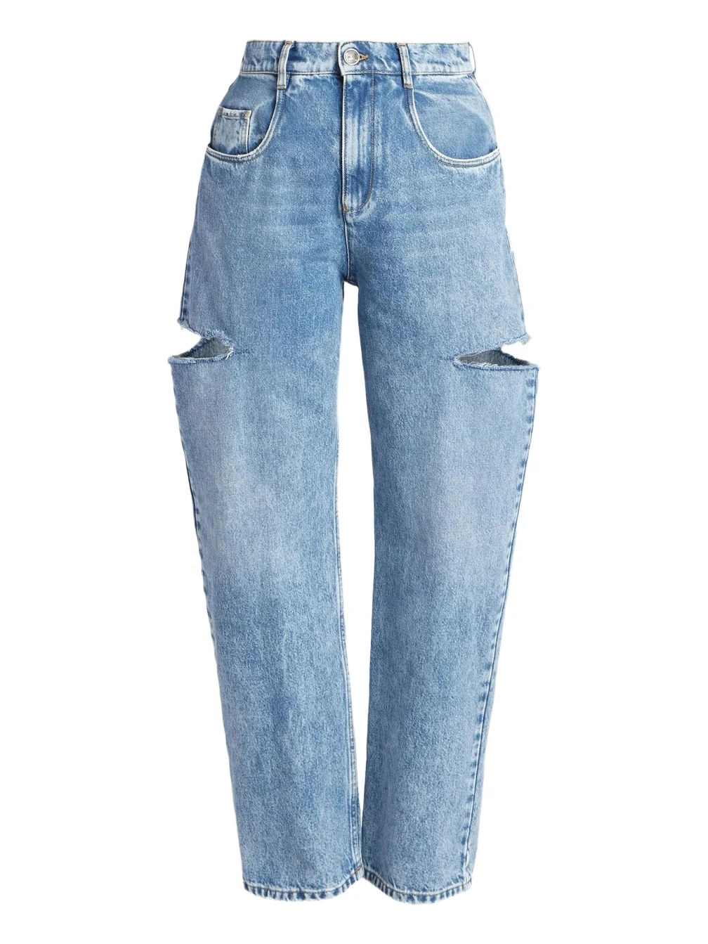 Women's Wide-Leg Slashed Cut-Out Jeans