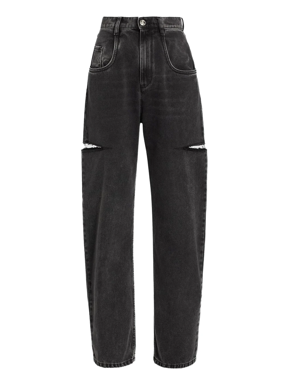 Women's Distressed Slit Mid-Rise Baggy Jeans Women's Distressed Slit Mid-Rise Baggy Jeans