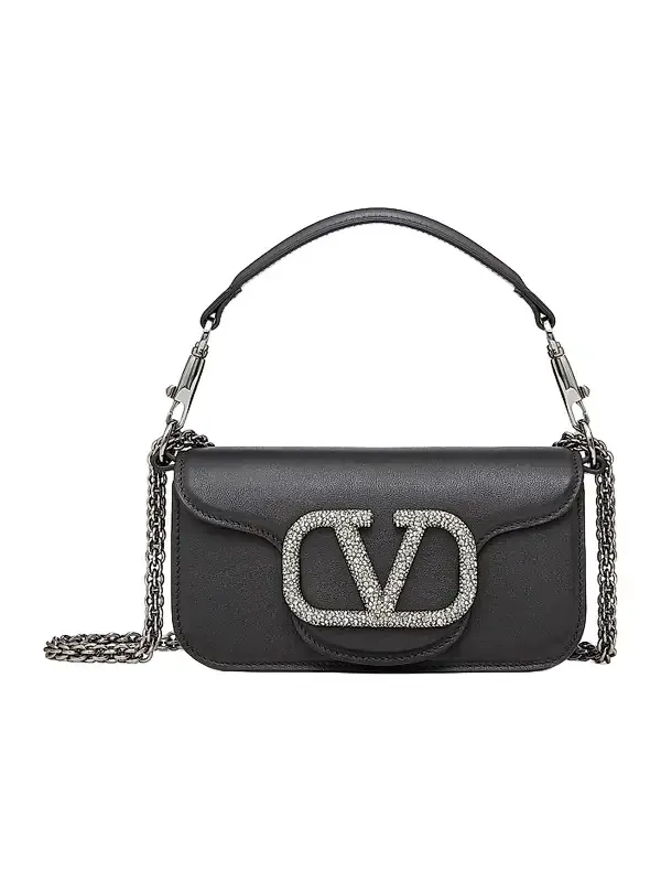 Women's Garavani Locò Small Shoulder Bag With Jewel Logo - Black Women's Garavani Locò Small Shoulder Bag With Jewel Logo - Black