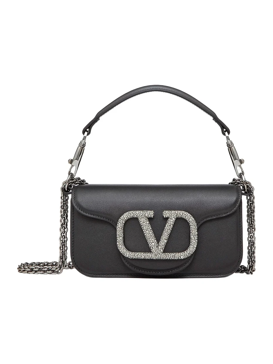 Women's Garavani Locò Small Shoulder Bag With Jewel Logo - Black Women's Garavani Locò Small Shoulder Bag With Jewel Logo - Black