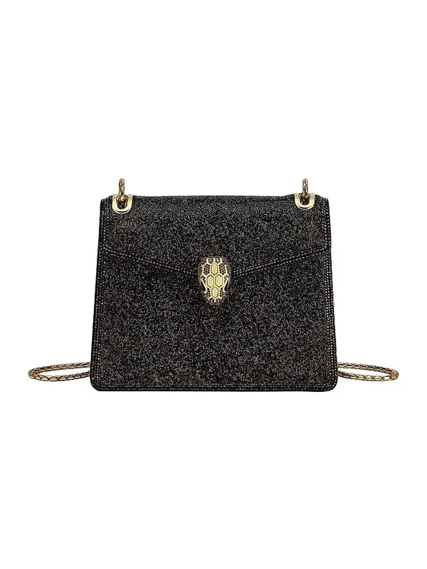 Women's Serpenti Forever Crystal Sparkle Suede Crossbody Bag Women's Serpenti Forever Crystal Sparkle Suede Crossbody Bag