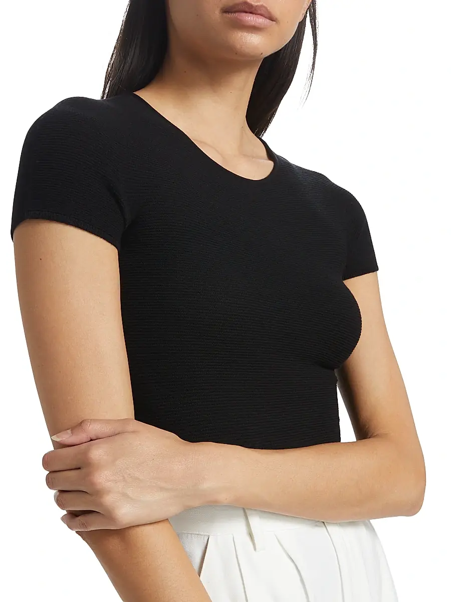Giorgio Armani Women's Knit Cap Sleeve Tee | Thumbnail 6 Giorgio Armani Women's Knit Cap Sleeve Tee | Thumbnail 6