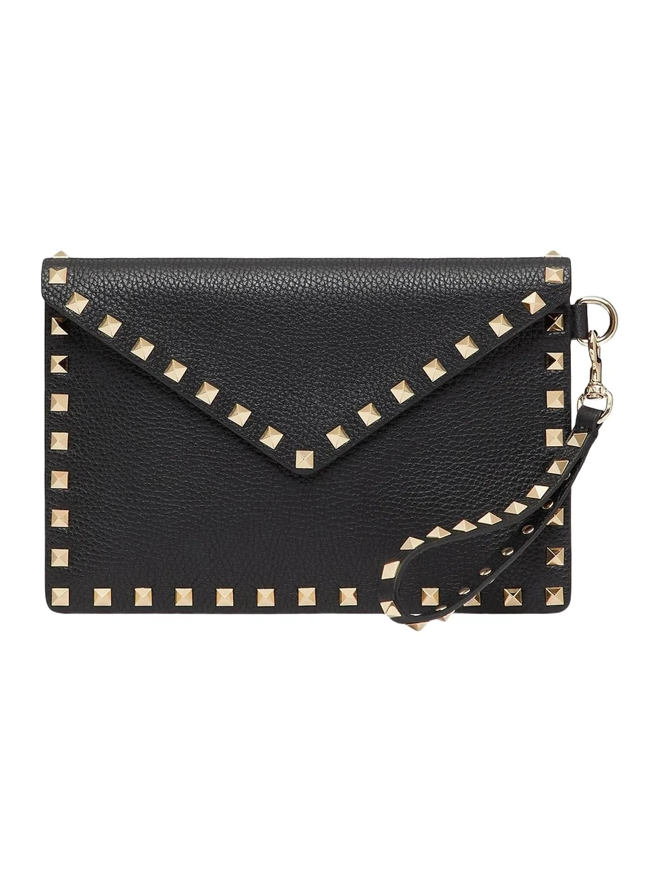 Women's Rockstud Grainy Calfskin Pouch