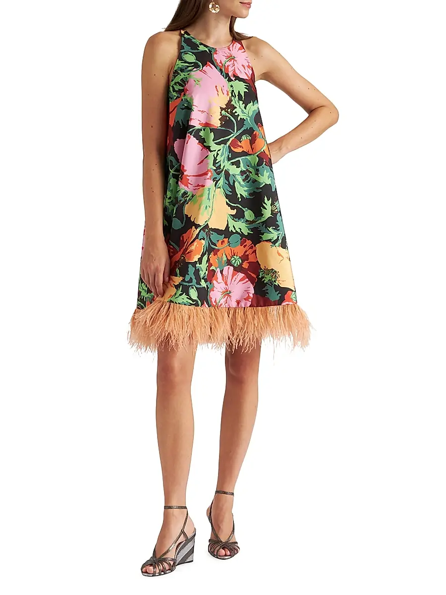 La DoubleJ Women's La Fenice Mini Dress with Feathers - Wonderland Black | Thumbnail 2 La DoubleJ Women's La Fenice Mini Dress with Feathers - Wonderland Black | Thumbnail 2