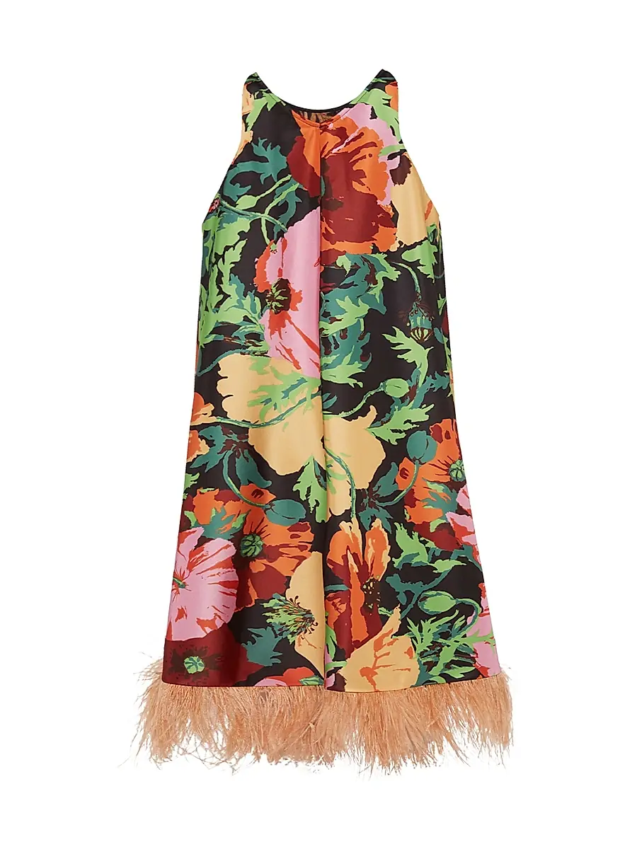 La DoubleJ Women's La Fenice Mini Dress with Feathers - Wonderland Black | Thumbnail 3 La DoubleJ Women's La Fenice Mini Dress with Feathers - Wonderland Black | Thumbnail 3