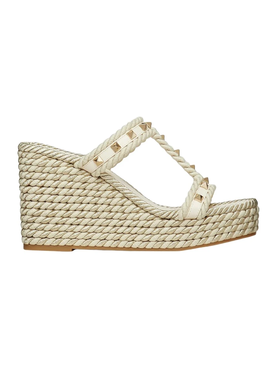 Valentino Women's Rockstud Wedges In Calfskin - Light Ivory