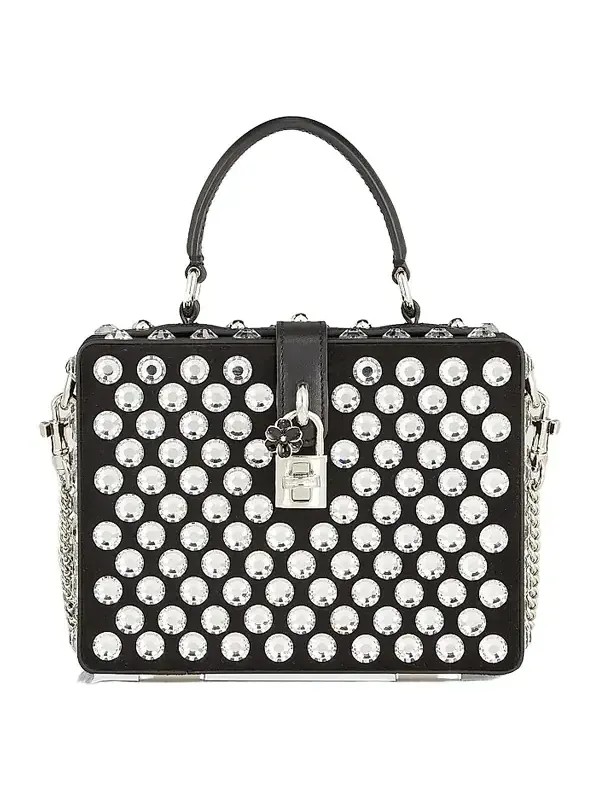 Women's Strass-Embellished Leather Box Bag Women's Strass-Embellished Leather Box Bag