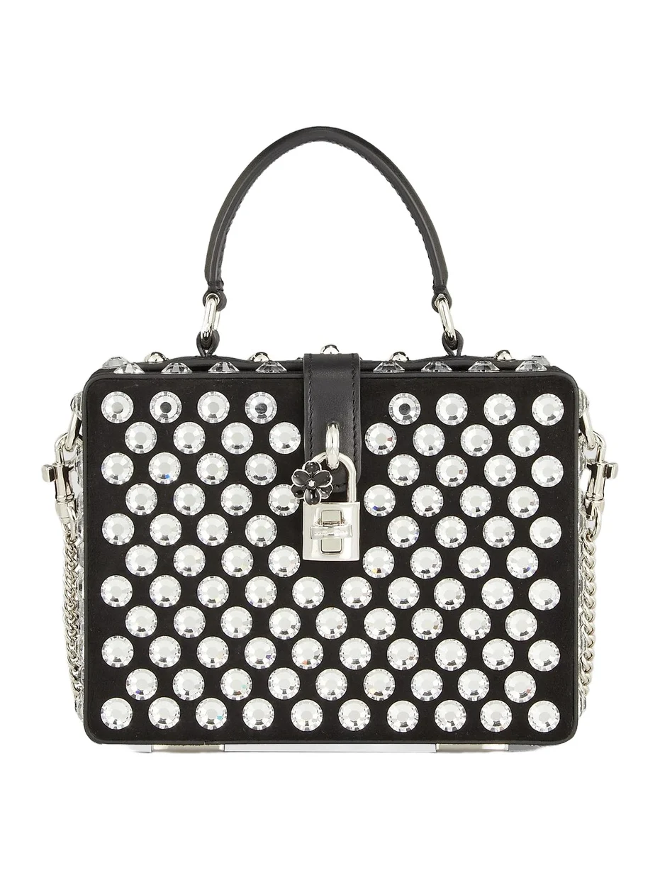 Women's Strass-Embellished Leather Box Bag Women's Strass-Embellished Leather Box Bag