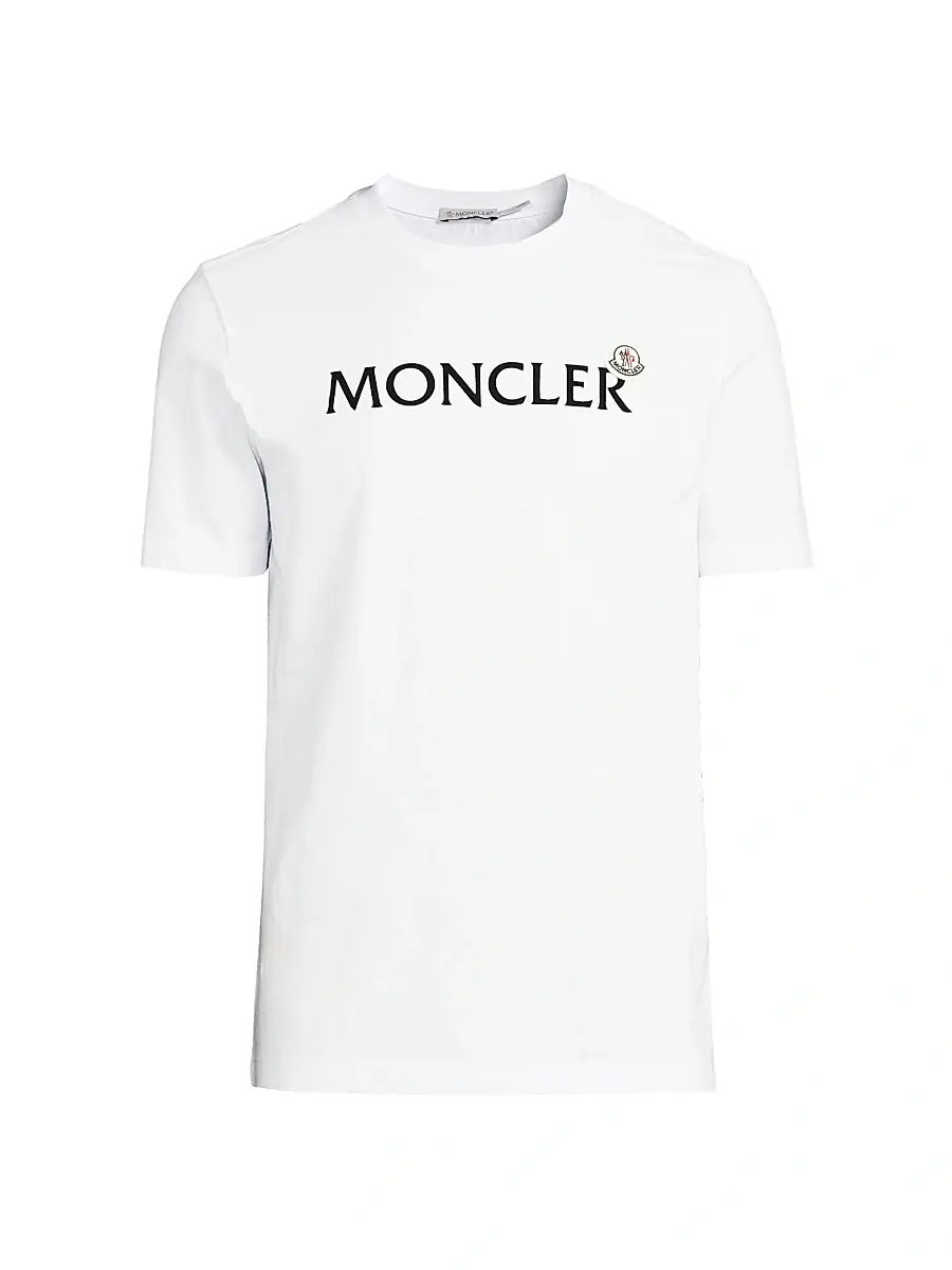 Moncler Men's Logo Cotton T-Shirt - White | Image 1 Moncler Men's Logo Cotton T-Shirt - White | Image 1