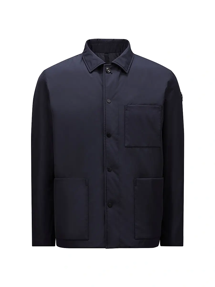 Moncler Men's Cougourde Button Up Nylon Shacket - Blue | Image 1 Moncler Men's Cougourde Button Up Nylon Shacket - Blue | Image 1