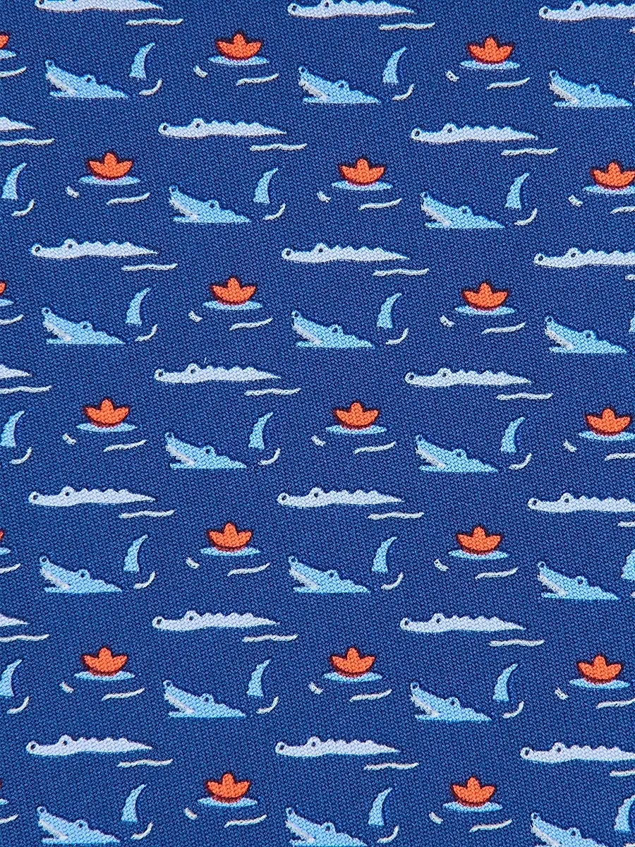 FERRAGAMO Men's Gator Silk Tie - Navy | Thumbnail 4 FERRAGAMO Men's Gator Silk Tie - Navy | Thumbnail 4