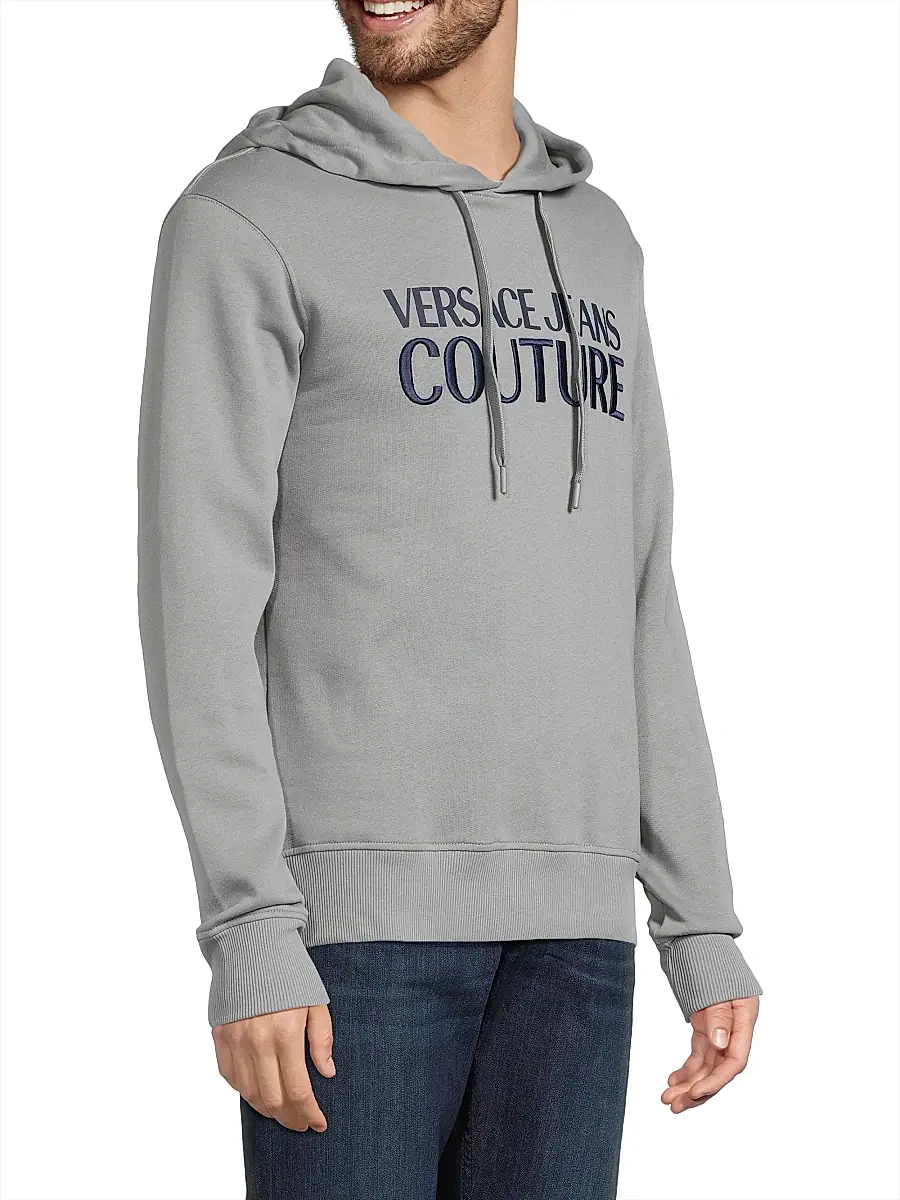 Versace Jeans Couture Men's Logo Cotton Hoodie | Thumbnail 4 Versace Jeans Couture Men's Logo Cotton Hoodie | Thumbnail 4