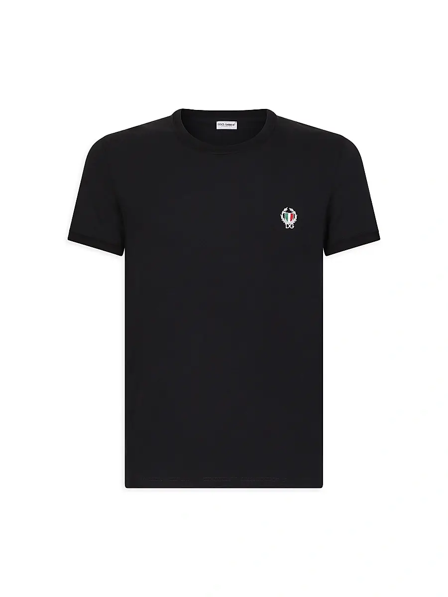 Dolce & Gabbana Men's Cotton Crewneck T-Shirt - Black | Image 1 Dolce & Gabbana Men's Cotton Crewneck T-Shirt - Black | Image 1
