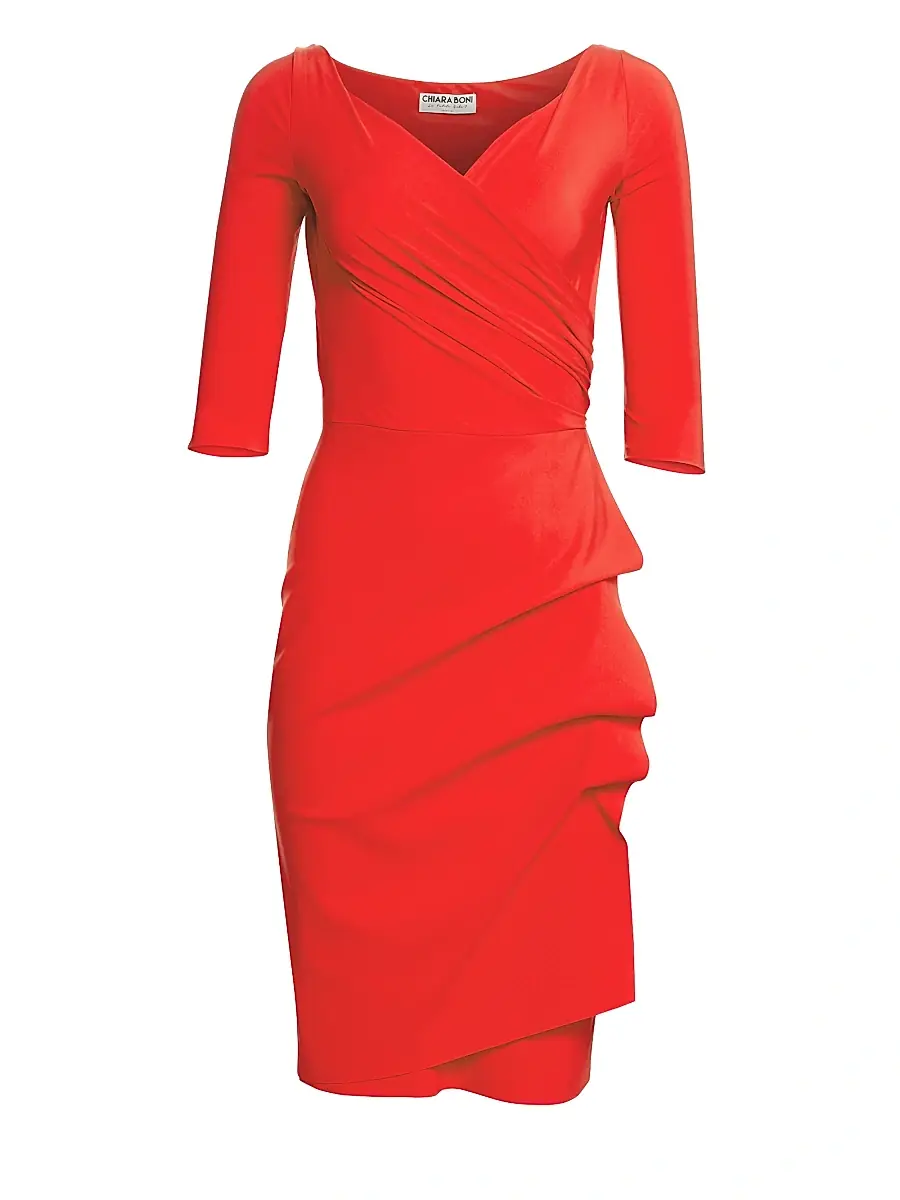 Chiara Boni La Petite Robe Women's Florian Side Ruffle Dress - Red | Image 1 Chiara Boni La Petite Robe Women's Florian Side Ruffle Dress - Red | Image 1
