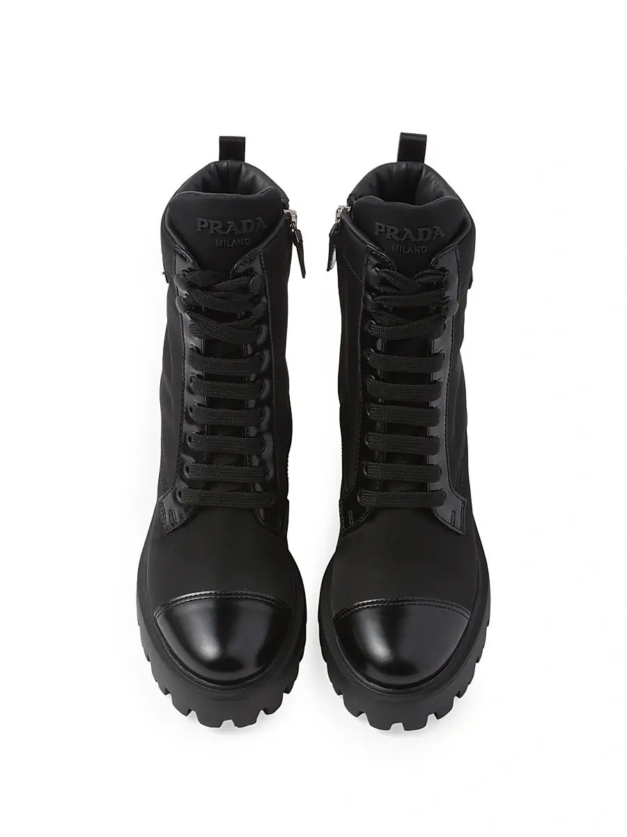Prada Women's Re-Nylon and Leather Booties - Black | Thumbnail 3 Prada Women's Re-Nylon and Leather Booties - Black | Thumbnail 3