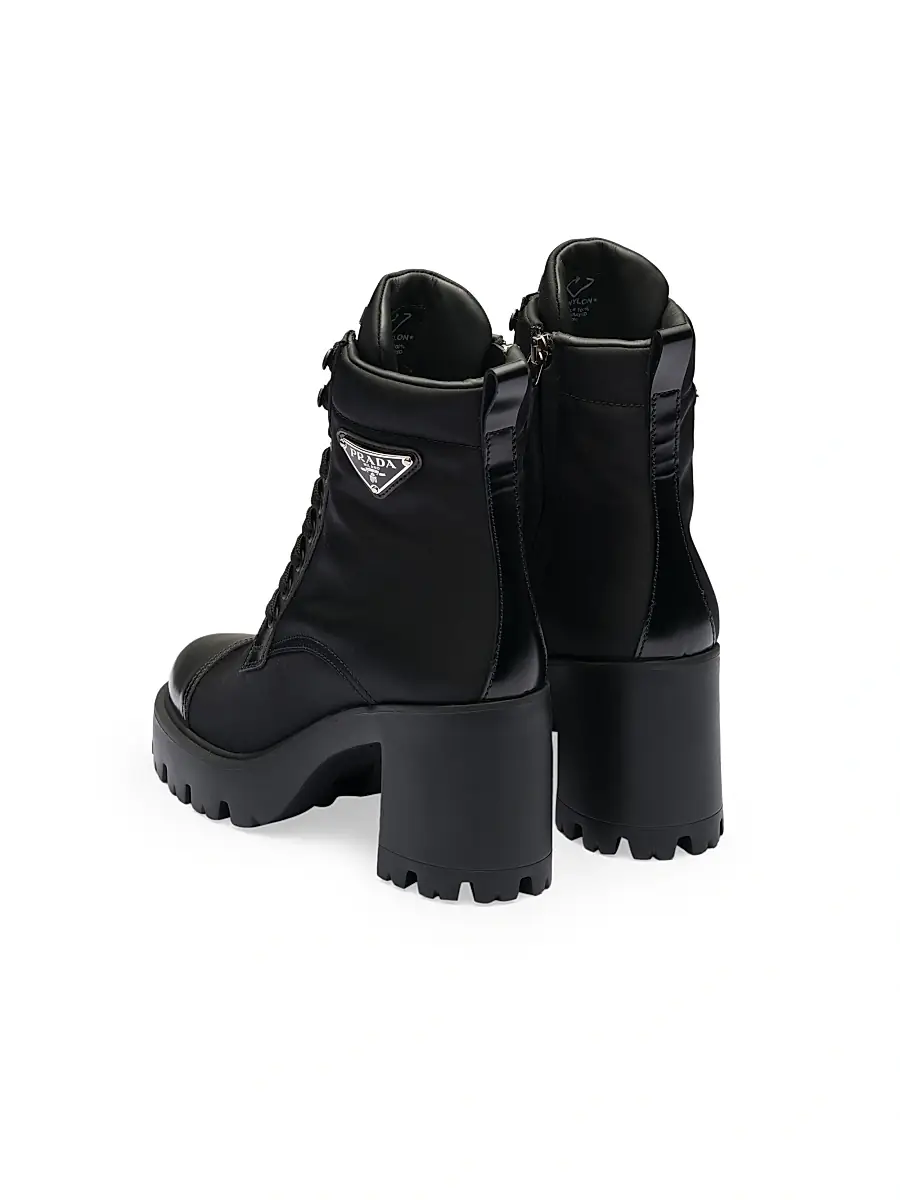 Prada Women's Re-Nylon and Leather Booties - Black | Thumbnail 4 Prada Women's Re-Nylon and Leather Booties - Black | Thumbnail 4