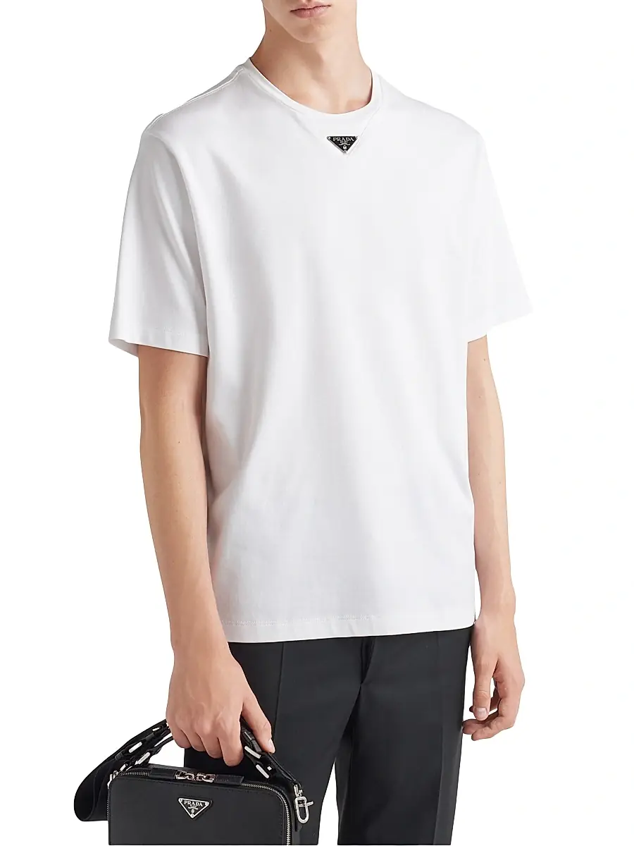 Prada Men's Cotton T-Shirt - White | Thumbnail 3
