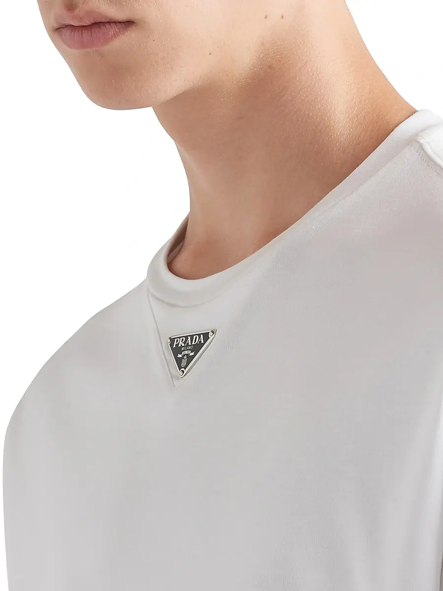 Prada Men's Cotton T-Shirt - White | Thumbnail 4