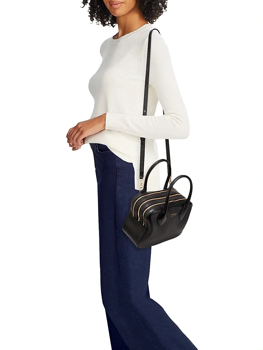 FERRAGAMO Women's Star Leather Top-Handle Bag - Nero | Thumbnail 2 FERRAGAMO Women's Star Leather Top-Handle Bag - Nero | Thumbnail 2