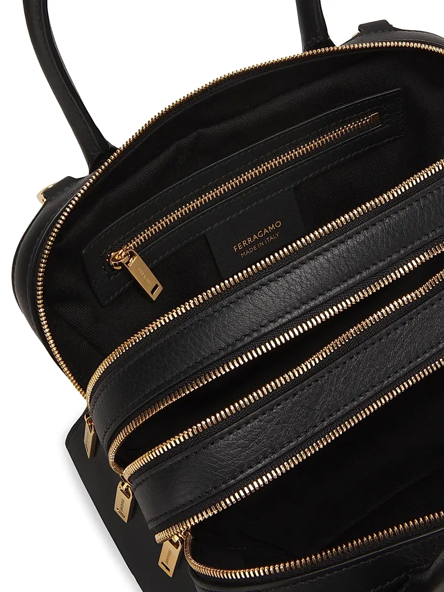 FERRAGAMO Women's Star Leather Top-Handle Bag - Nero | Thumbnail 5 FERRAGAMO Women's Star Leather Top-Handle Bag - Nero | Thumbnail 5