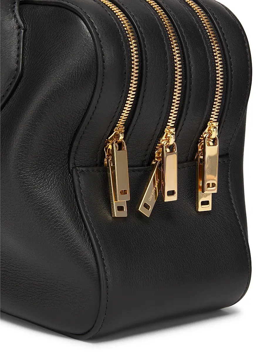 FERRAGAMO Women's Star Leather Top-Handle Bag - Nero | Thumbnail 6 FERRAGAMO Women's Star Leather Top-Handle Bag - Nero | Thumbnail 6