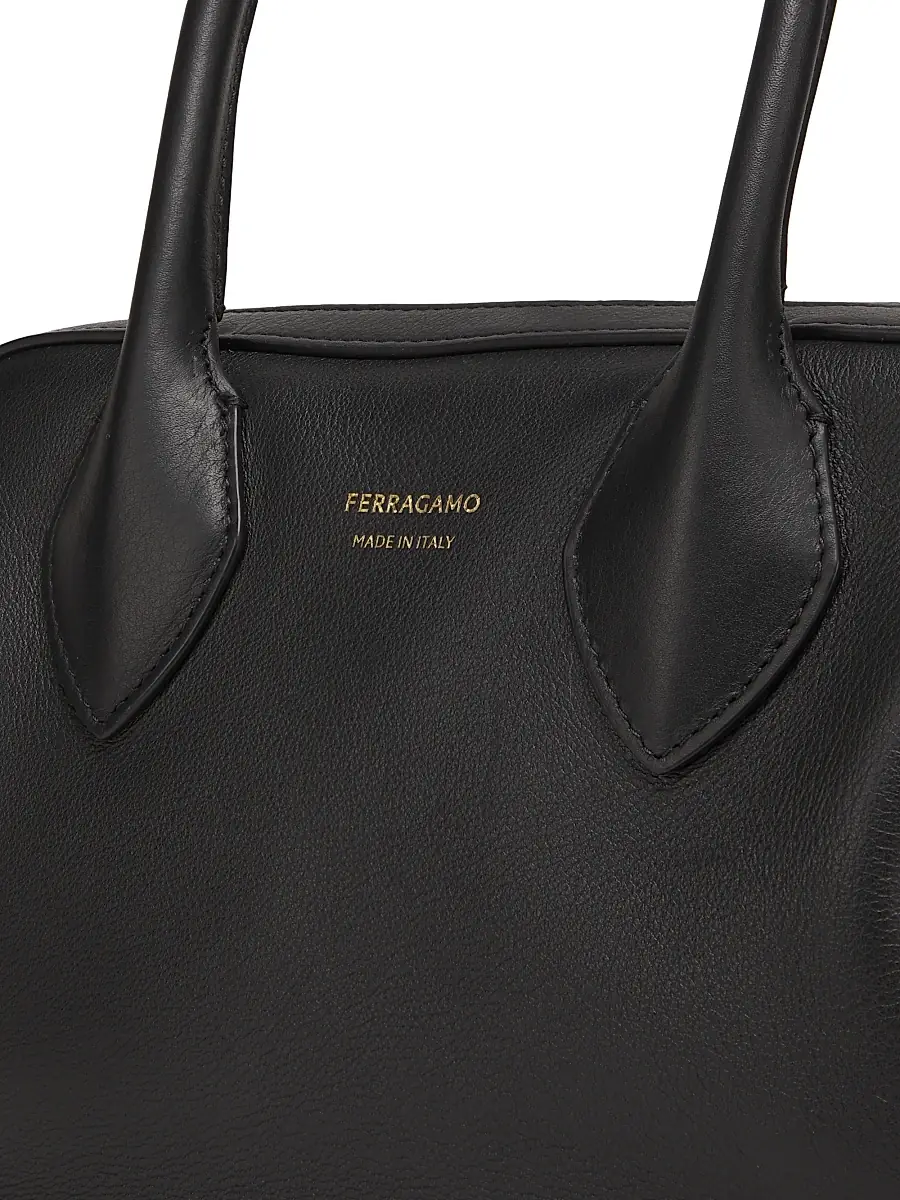 FERRAGAMO Women's Star Leather Top-Handle Bag - Nero | Thumbnail 7 FERRAGAMO Women's Star Leather Top-Handle Bag - Nero | Thumbnail 7