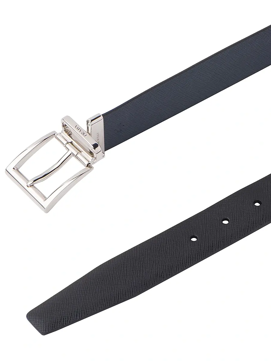 Prada Men's Saffiano Leather Reversible Belt - Black Reddish Brown | Thumbnail 4