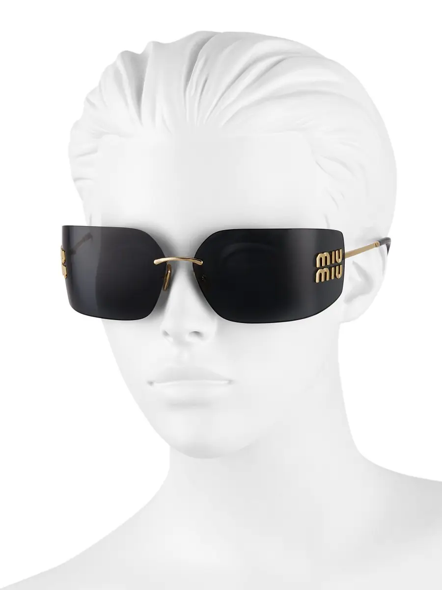Miu Miu Women's 80MM Shield Sunglasses - Gold Dark Grey | Thumbnail 2 Miu Miu Women's 80MM Shield Sunglasses - Gold Dark Grey | Thumbnail 2