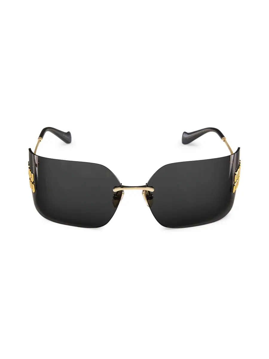 Miu Miu Women's 80MM Shield Sunglasses - Gold Dark Grey | Image 1 Miu Miu Women's 80MM Shield Sunglasses - Gold Dark Grey | Image 1