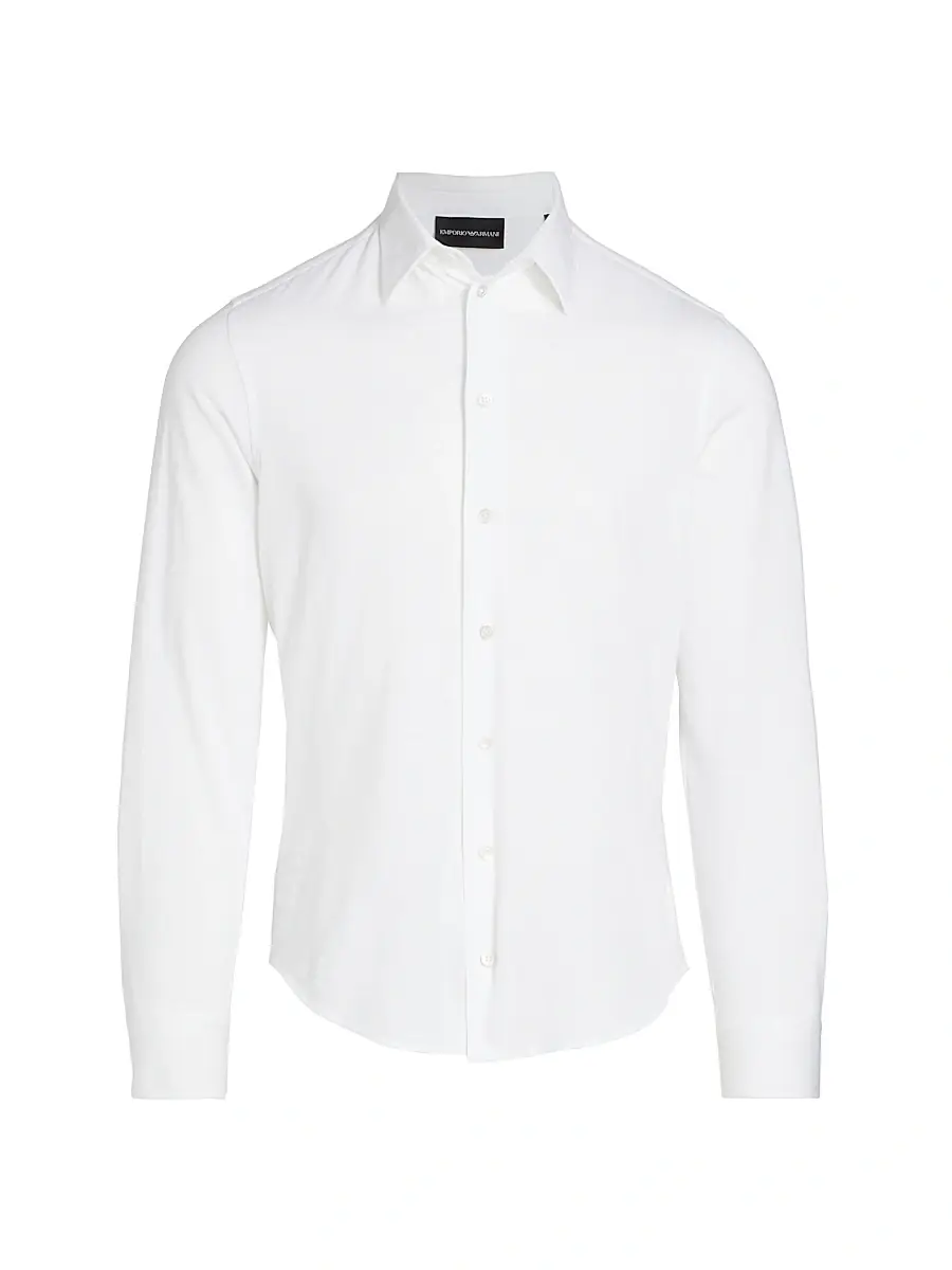 Emporio Armani Men's Cotton Sport Long-Sleeve Shirt - White | Image 1 Emporio Armani Men's Cotton Sport Long-Sleeve Shirt - White | Image 1