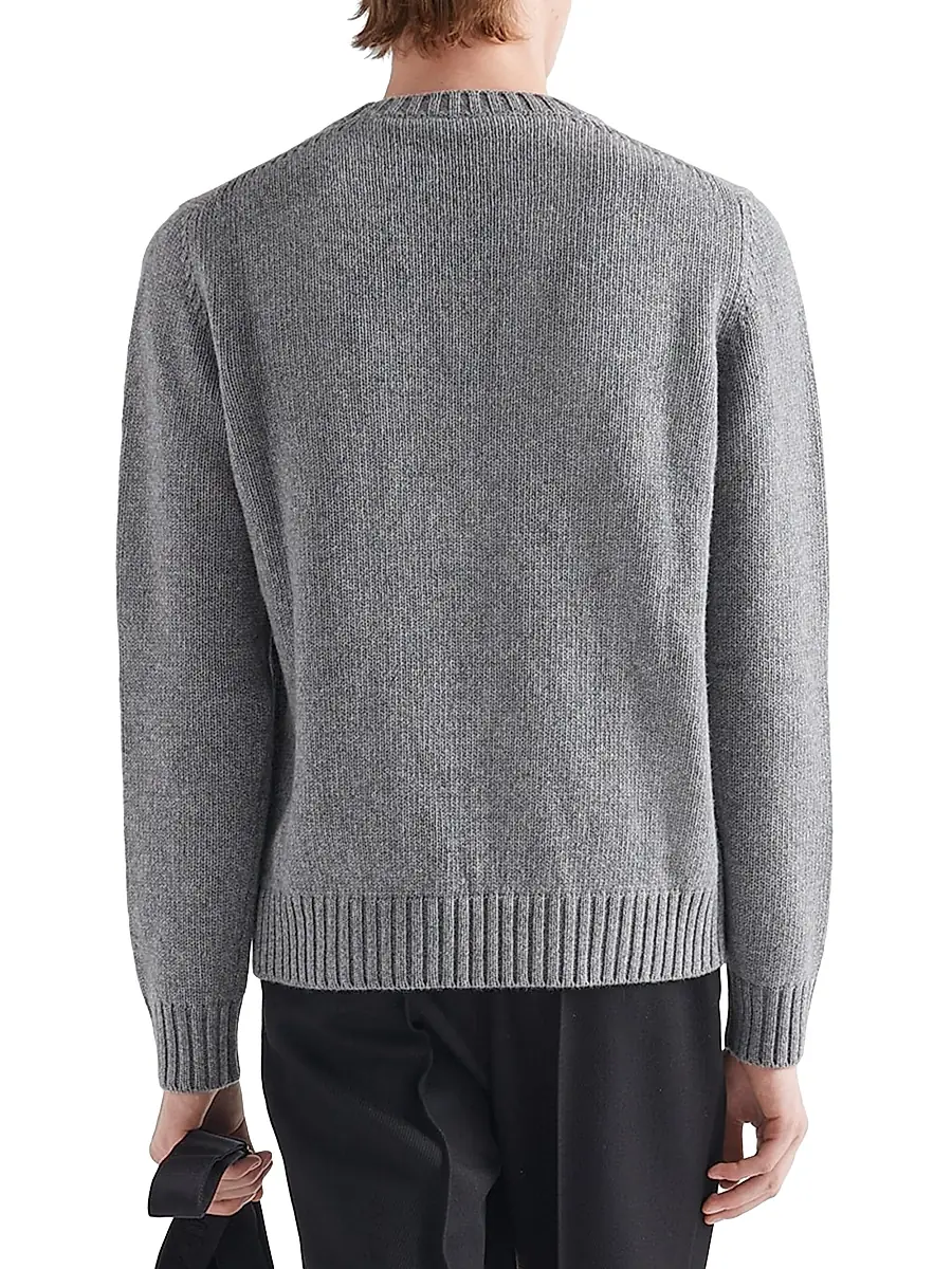 Prada Men's Wool And Cashmere Crewneck Sweater - Grey | Thumbnail 5 Prada Men's Wool And Cashmere Crewneck Sweater - Grey | Thumbnail 5