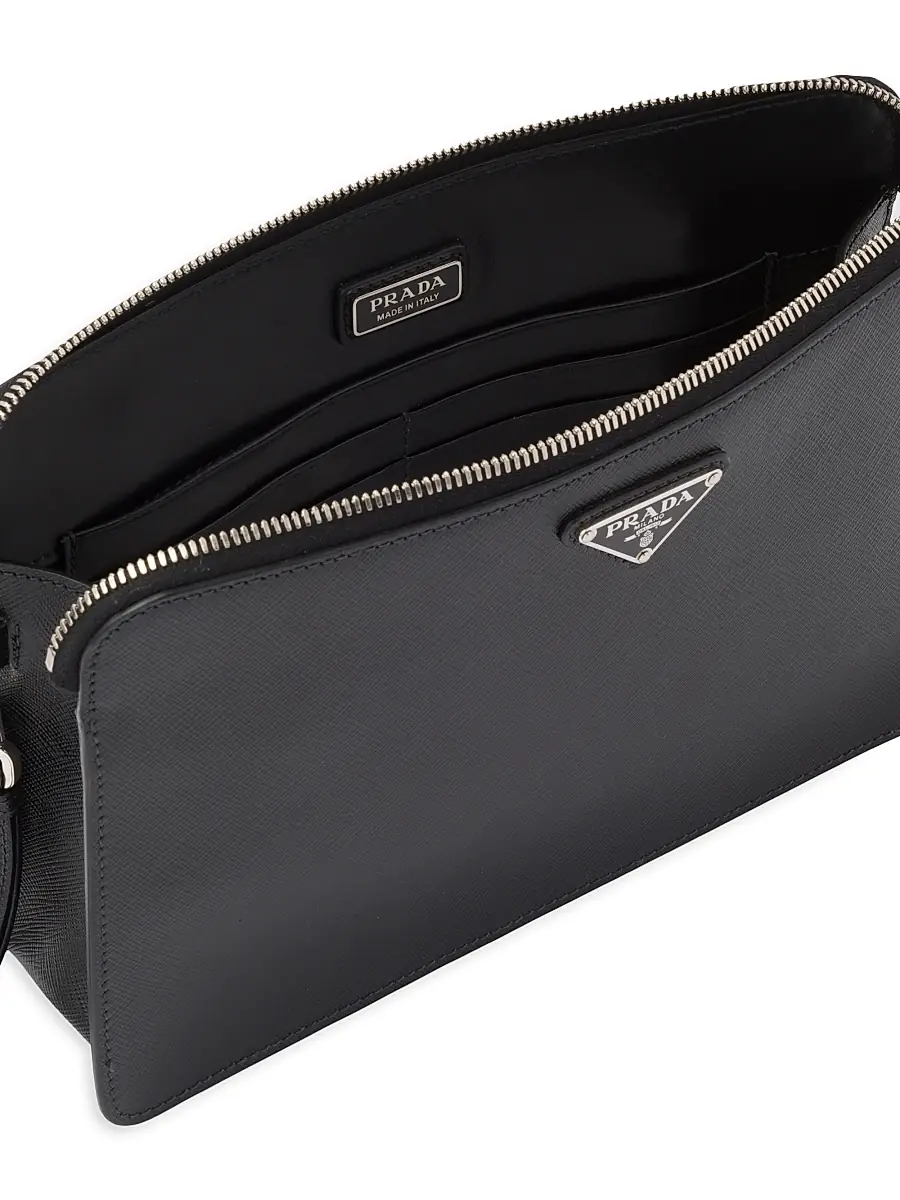 Prada Men's Saffiano Leather Pouch - White | Thumbnail 5