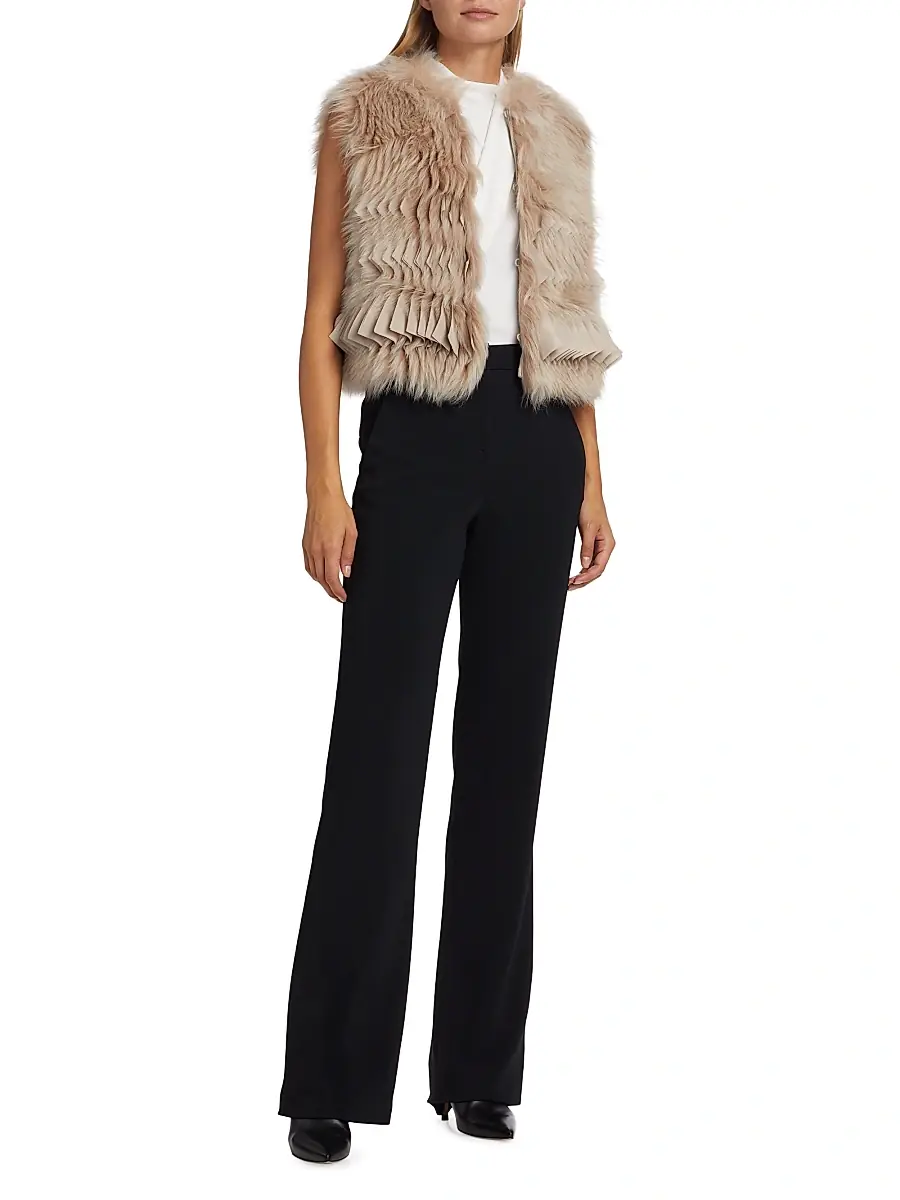 Giorgio Armani Women's Pleated & Dyed Shearling Vest | Thumbnail 2