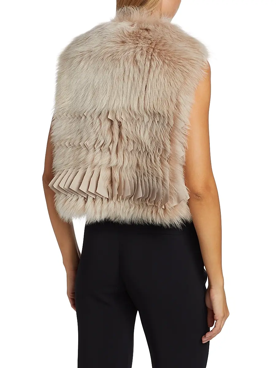 Giorgio Armani Women's Pleated & Dyed Shearling Vest | Thumbnail 5