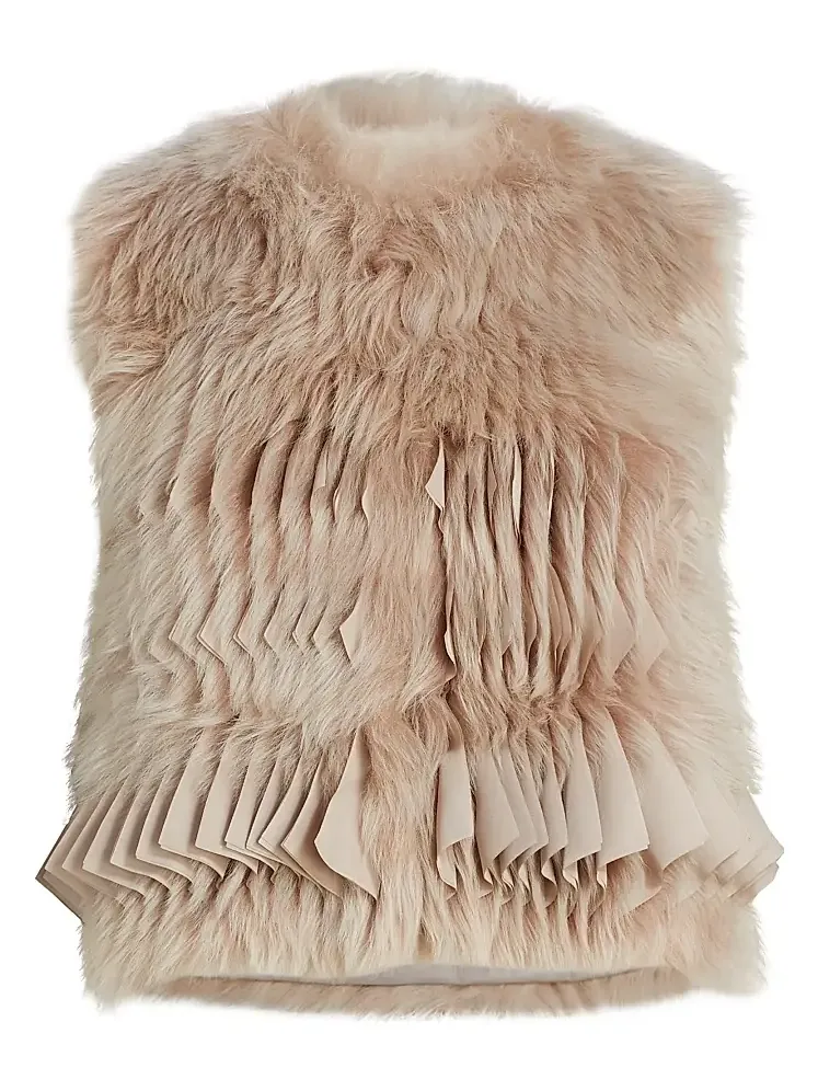 Women's Pleated & Dyed Shearling Vest Women's Pleated & Dyed Shearling Vest