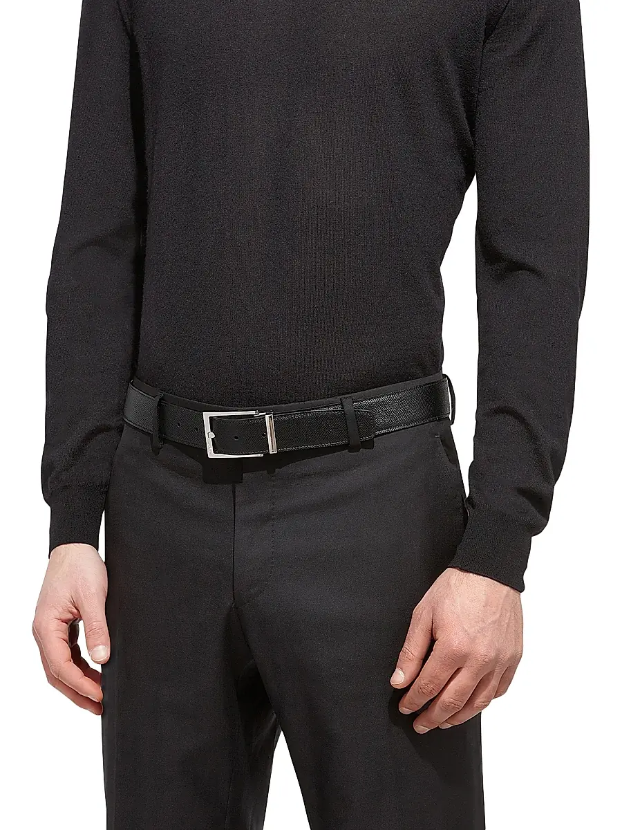 FERRAGAMO Men's Buckle Cut-to-Size Leather Belt - Nero Hickory | Thumbnail 2