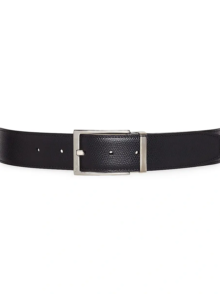 FERRAGAMO Men's Buckle Cut-to-Size Leather Belt - Nero Hickory | Thumbnail 3