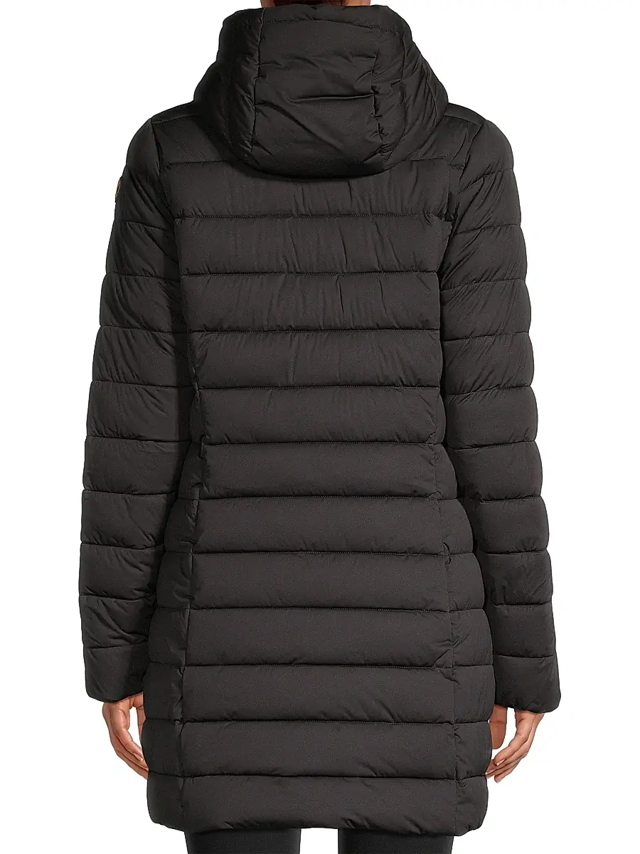 Save the Duck Women's Dorothy Quilted Long Coat - Black | Thumbnail 5 Save the Duck Women's Dorothy Quilted Long Coat - Black | Thumbnail 5