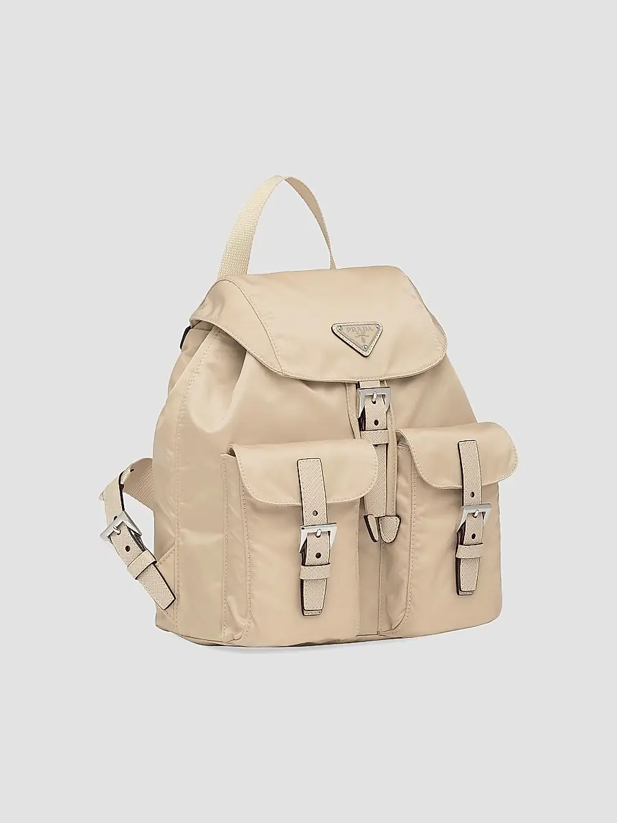 Prada Women's Small Re-Nylon Backpack - Beige | Thumbnail 2 Prada Women's Small Re-Nylon Backpack - Beige | Thumbnail 2