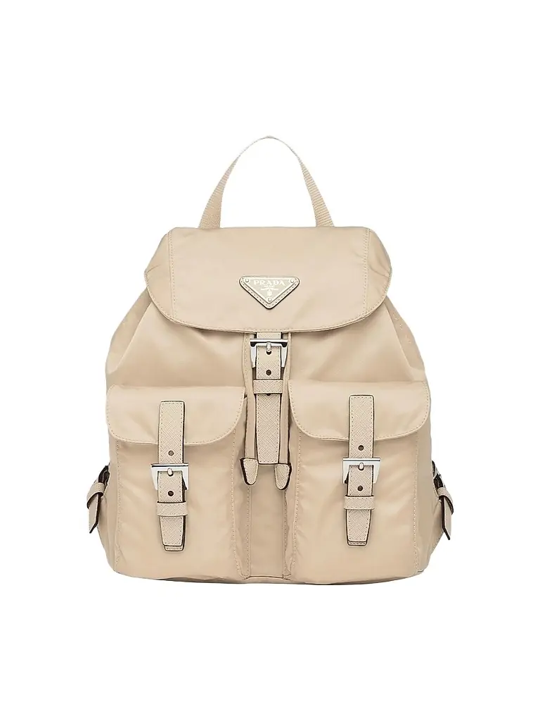 Prada Women's Small Re-Nylon Backpack - Beige | Image 1 Prada Women's Small Re-Nylon Backpack - Beige | Image 1