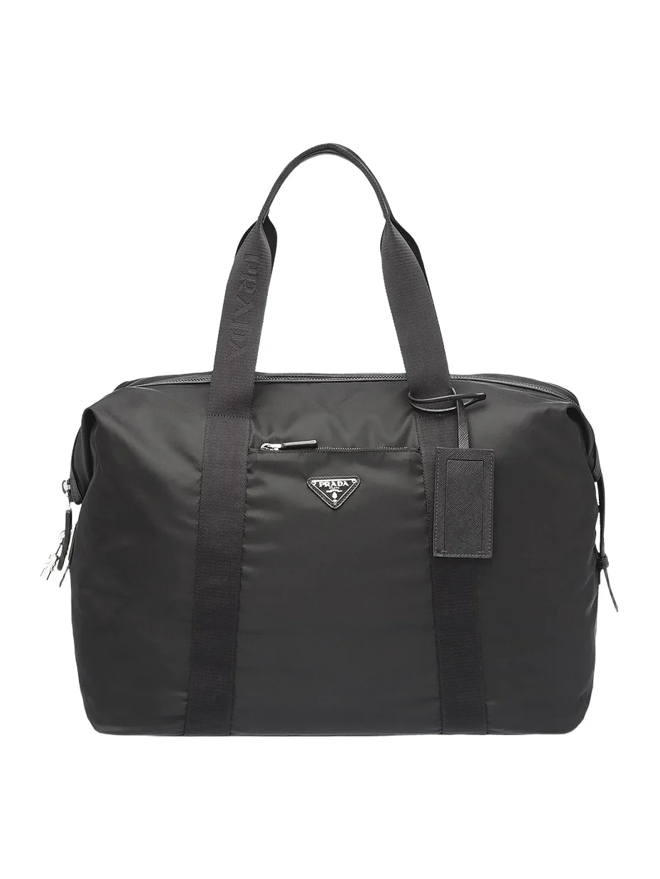 Men's Re-Nylon and Saffiano Leather Duffle Bag Men's Re-Nylon and Saffiano Leather Duffle Bag