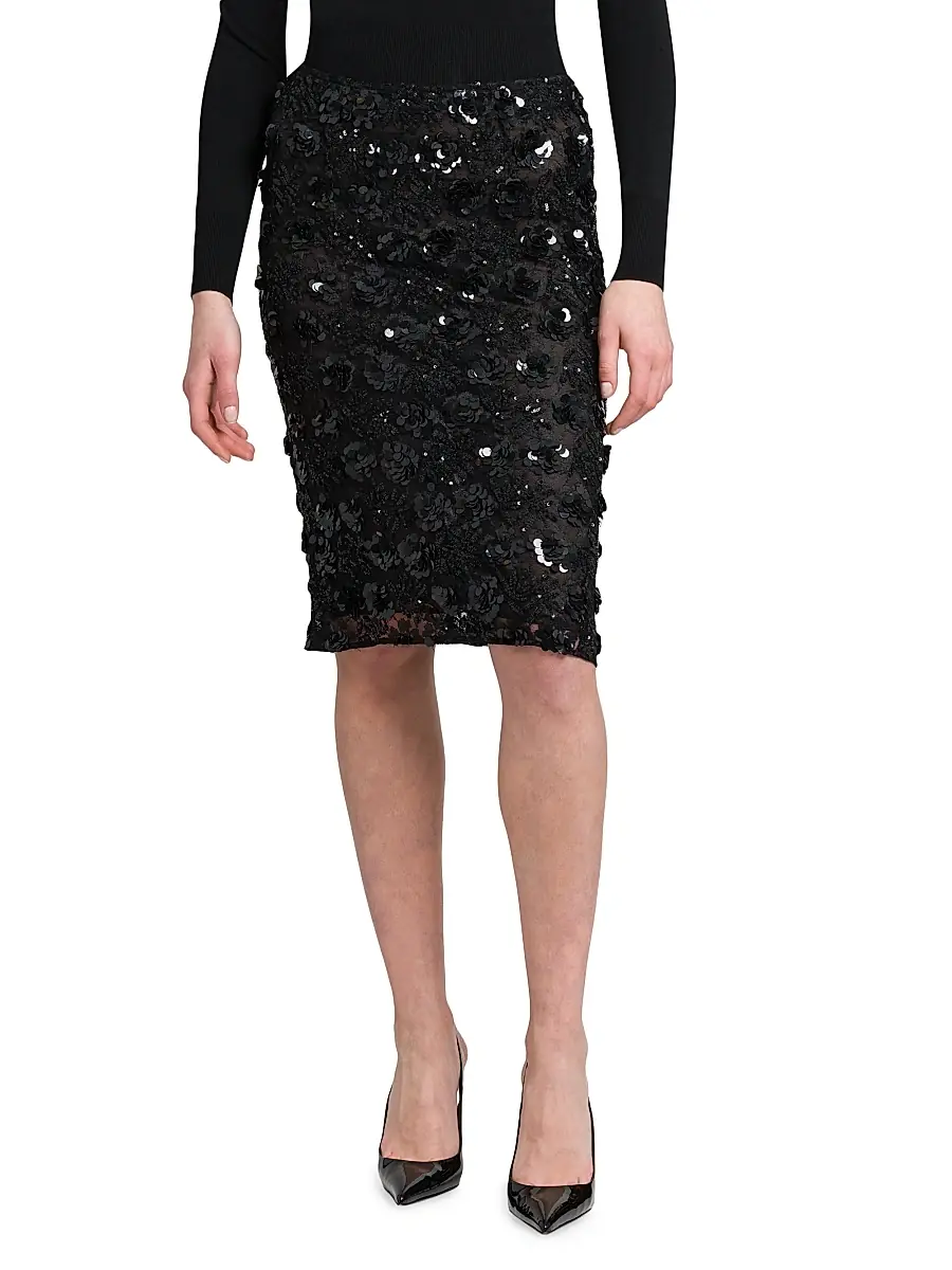 Dolce & Gabbana Women's Floral Paillette Midi-Skirt | Thumbnail 3 Dolce & Gabbana Women's Floral Paillette Midi-Skirt | Thumbnail 3