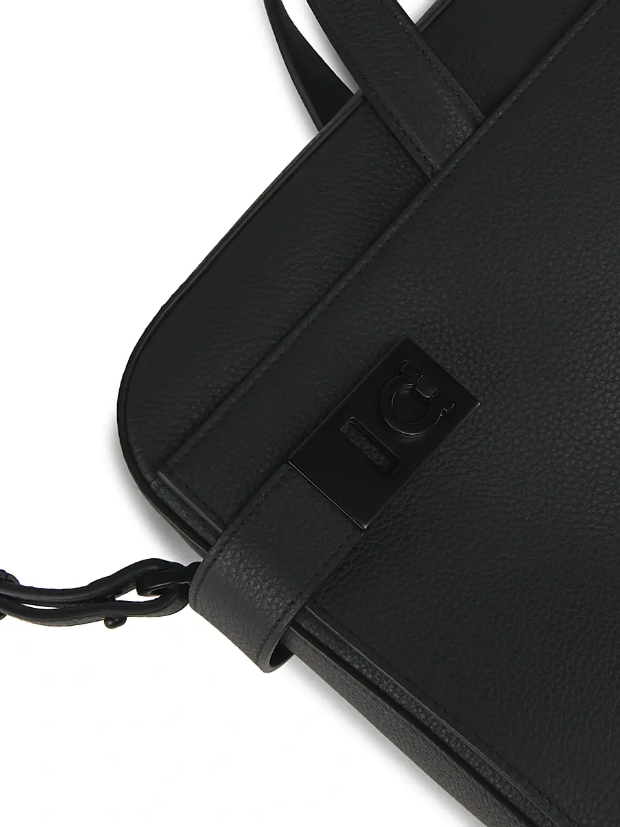 FERRAGAMO Men's Twins Leather Shoulder Bag - Nero | Thumbnail 6 FERRAGAMO Men's Twins Leather Shoulder Bag - Nero | Thumbnail 6